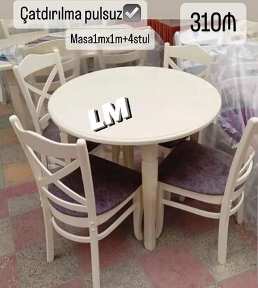 Masa və oturacaq dəstləri: Yumru masa, Mətbəx üçün, 4 nəfər
