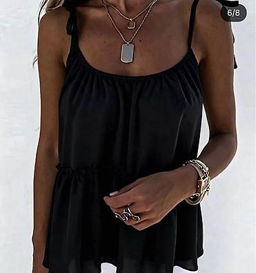 zara basic sako: Majica bez rukava sa tankim bretelicama. Model je lepršav, sa naborima — 1