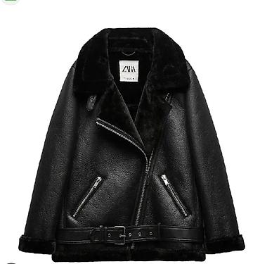 дублонка: Дублёнка-жакет женский ZARA, чёрный цвет, на Зиму Теплый, размер М — 1