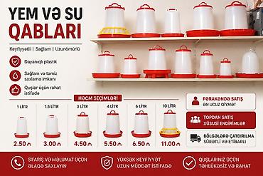 at satisi: 🐔 Toyuq, cücə və göyərçinlər üçün yem və su qabları satılır 📦 Su — 1