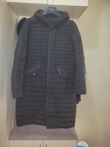 женская куртка зимняя с капюшоном: Пуховик, По колено, Made in KG, С капюшоном, 5XL (EU 50)