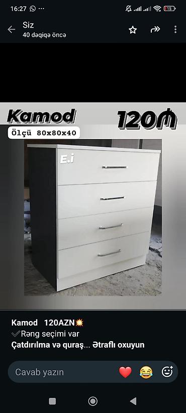 Kamod çekmecəli dolab - Ölçü: 80 x 80 x 40 sm - 4 ədəd geniş çekmece lalafo.az -da Kamod çekmecəli dolab - Ölçü: 80 x 80 x 40 sm - 4 ədəd geniş çekmece
