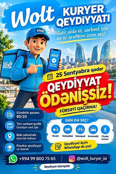 Taksi, logistika, çatdırılma: Sürücü-kuryer tələb olunur, Nəqliyyat təmin edilir, Gündəlik ödəniş, Təcrübəsiz — 1