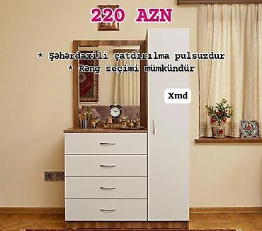 asma guzgu: Qiymət: 220 AZN Mebel dəsti – güzgülü komod və şkaf - 4 çekmecəli — 1