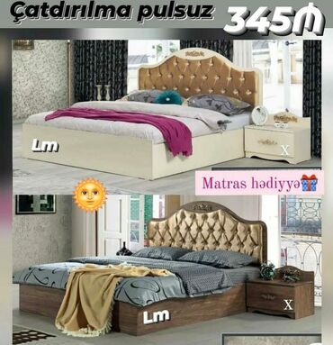 taxt 2 ci el: Новый, Двуспальная кровать, С матрасом