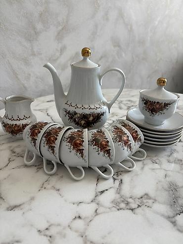 Qab-qacaq və mətbəx ləvazimatları: Çay dəsti, rəng - Ağ, Farfor, 6 nəfərlik, Almaniya — 2