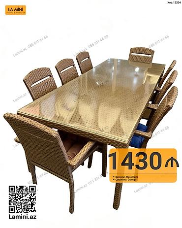 dəst mebel: Bağ üçün masa dəsti – 8 nəfərlik Rattan görnüşlü dizayna malik bağ — 1
