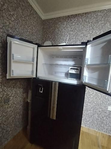 Soyuducular: İşlənmiş 4 qapılı Hitachi Soyuducu Satılır, rəng - Qara, Dispenserli — 2