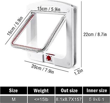 Oprema za kućne ljubimce: Mačja vrata sa 4-smernom bravom (model M) - Funkcija zaključavanja u — 3