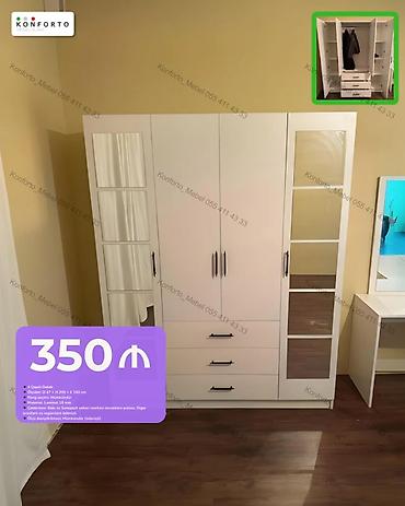 susəli skaf: Düz dolab, Yataq otağı üçün, Paltar üçün, Açılan, Korpuslu, 4 qapılı — 1