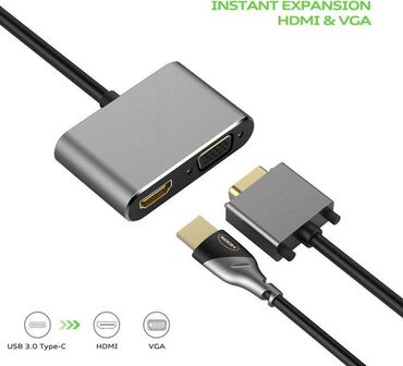 ноутбук 5000 сом: Адаптер MULTIPORT «2-в-1» Type C - HDMI/VGA Silver