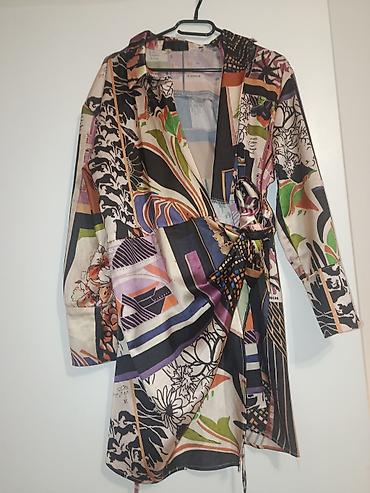 Haljina/kimono sa umetničkim printom - Model: preklopna