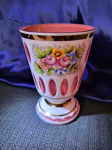 Bohemija kristalna vaza 1950,60ta.god.rucni rad. Bohemija pehar — 6