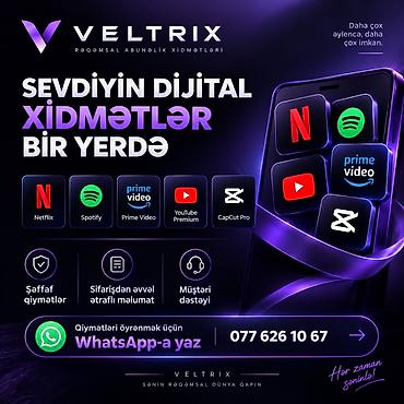 qapi plasmas: VELTRIX | Rəqəmsal abunəliklər 🎬 Netflix • Şəxsi otaq — 7 AZN • Ortaq — 1