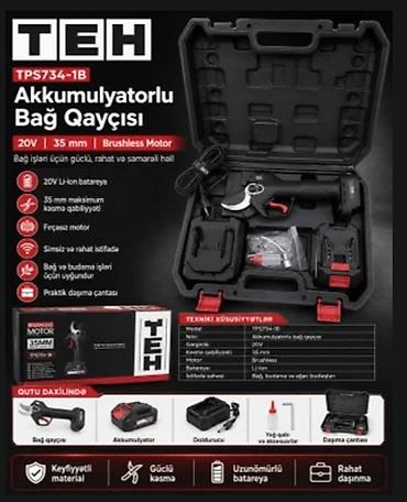 Ручные электроинструменты: Bağban qayçısı TEH TPS734-1B, 20 Vt - 20V Li‑ion batareya - 35 mm — 1