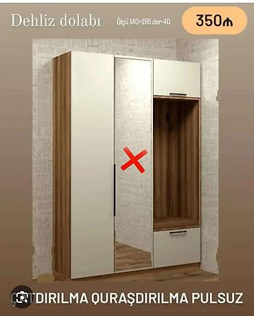 kreditdedir: Dehliz dolabı - Ölçü: 140 × 195 sm, dərinlik 40 sm - Korpus: ağ və — 1