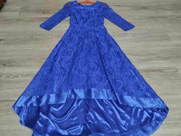 купить платье: Бальное платье, Стандарт, Длинная модель, цвет - Синий, 2XL (EU 44), В наличии