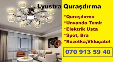 moskva bakı bilet: Lyustr Təmir Servisi. Bra, Svetilnik, Torşər. Quraşdırma, Unvanda