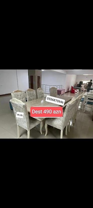 carpayı divan: Qonaq otağı üçün, Yeni, Açılmayan, Dördbucaq masa, 6 stul — 8