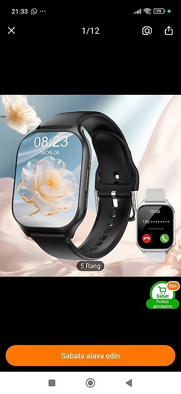 seiko azerbaycan: Ağıllı saat – böyük kənarsız kvadrat ekranlı, toxunuşa həssas displey — 1