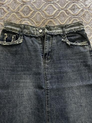 cinsi: Denim ətək - Model: Dizdən aşağı midi uzunluqda, düz kəsim - Parça — 4