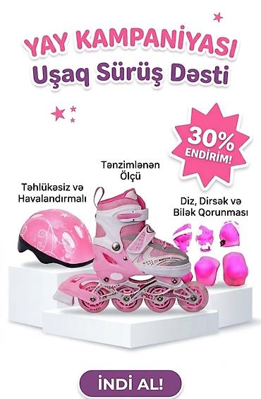 skate satışı: Yay Kampaniyası! Uşaq Rolik Dəsti – Kaska və Qoruyucu Dəsti İlə — 1