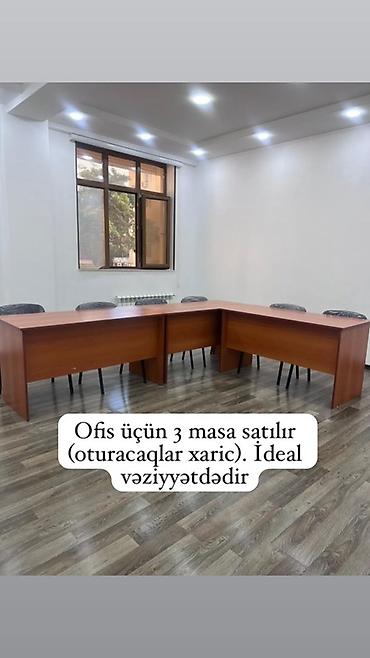 Ofis üçün 3 ədəd iş masası dəsti. - Material: laminat/LDSP ağac