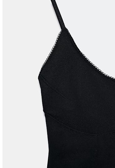 Женская одежда: ZARA Черное платье-комбинация миди. Размер S - Силуэт: прилегающий — 7