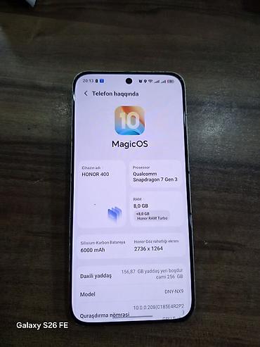 poko x8 pro: Honor 400, 256 GB — 2