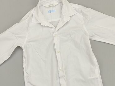 Koszule: Koszula 5-6 lat, stan - Bardzo dobry, wzór - Jednolity kolor, kolor - Biały