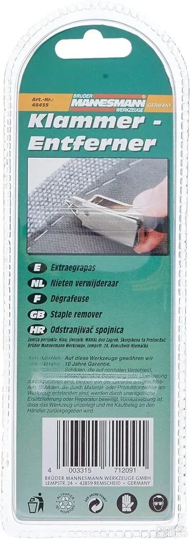 Ostali ručni alati: *** AKCIJA *** 1110 Odstranjivač klamerica - MANESMANN; NOVO na lalafo.rs — 2 Ostali ručni alati: *** AKCIJA *** 1110 Odstranjivač klamerica - MANESMANN; NOVO — 2