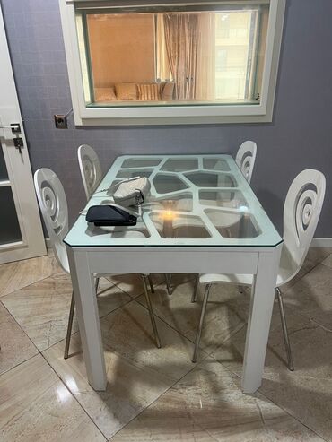 citycoco baku: Для кухни, Б/у, Квадратный стол, 4 стула