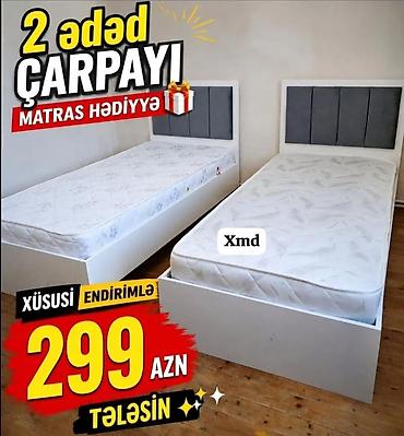 tek kravatlar: 2 ədəd tək nəfərlik çarpayı dəsti - Ağımtıl korpus, sadə və modern — 1