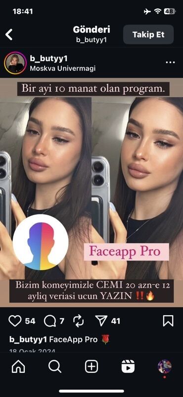 tük effekti qaş: Məhsul: FaceApp Pro – illik (12 ay) abunə Təsvir: - Üz retuşu
