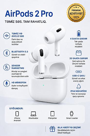 чехлы на аирподс 2: Новый Беспроводные (Bluetooth) Наушники, Apple, цвет - Белый — 1