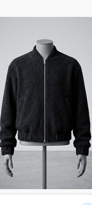 payız geyimləri: Qara sherpa/buğa tüklü teksturalı bomber gödəkçə - Model: bomber — 1