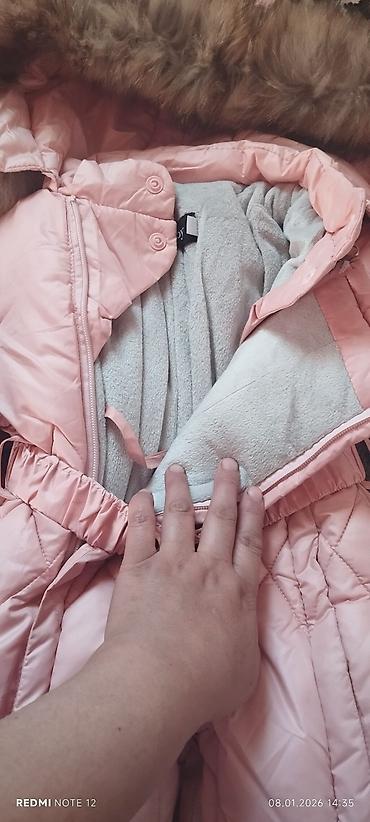 Верхняя одежда: Зимний детский комбинезон-трансформер, розовый. - Теплый стеганый — 2