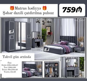 taxt sfaner: İkinəfərlik çarpayı, Dolab, Termo, 2 tumba, Yeni