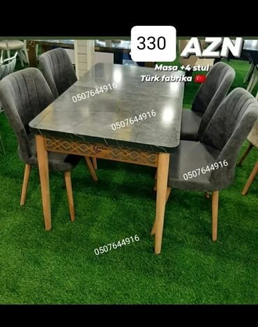 Masa və oturacaq dəstləri: Mətbəx üçün, Yeni, Açılan, Dördbucaq masa, 4 stul — 8