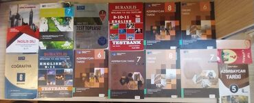 Kitablar, jurnallar, CD, DVD: 6, 7, 8 ci sinif test kitabları Tarix Coğrafiya ingilis dili test