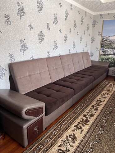 кожа диван: Угловой диван, цвет - Коричневый, Новый