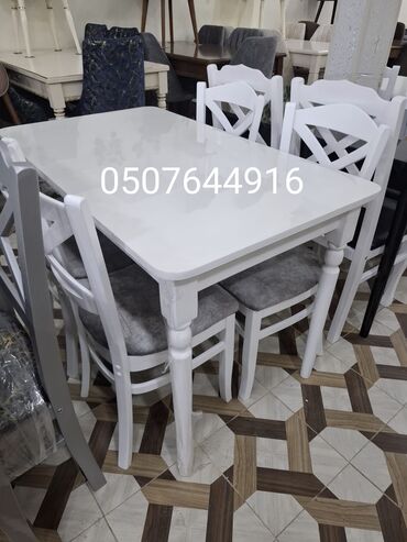 Masa və oturacaq dəstləri: Mətbəx üçün, Yeni, Açılmayan, Dördbucaq masa, 4 stul — 7