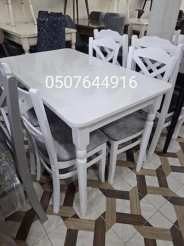Masa və oturacaq dəstləri: Mətbəx üçün, Yeni, Açılmayan, Dördbucaq masa, 4 stul — 7