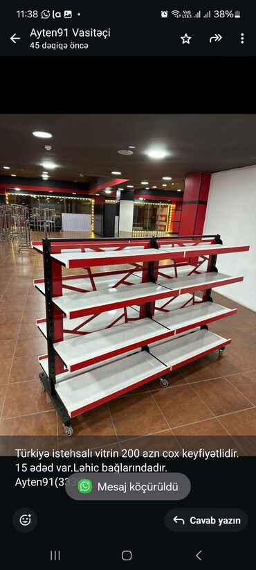Professional sobalar: Türkiyə istehsalı vitrin 200 azn cox keyfiyətlidir. 15 ədəd var.Ləhic