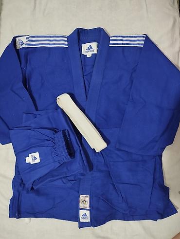 Кимоно для дзюдо adidas (синее), комплект: - Куртка с фирменными тремя