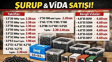 knauf: 3.5*20 500qram 1 qutu - 2.30azn 3.5*32 500qram 1 qutu - 2.30azn — 1