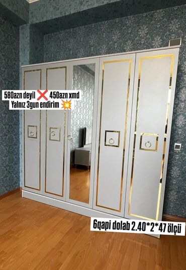 divar dolabi: Yeni, Açılan, 6 qapı Düz dolab
