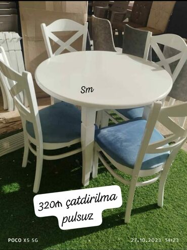 Masa və oturacaq dəstləri: Mətbəx üçün, Yeni, Açılan, Dördbucaq masa, 4 stul — 13