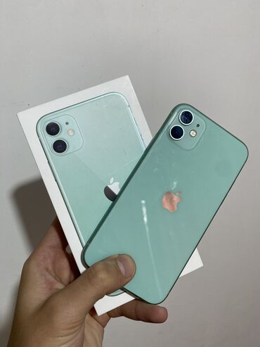 Apple iPhone: IPhone 11, Б/у, 128 ГБ, Зеленый, Зарядное устройство, Защитное стекло, Чехол, 71 %