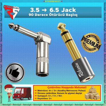 Микрофоны: Ötürucu Başlıq Audio Adapter 3.5mm / 6.35mm AUX Kabel / AUX Cevrici /